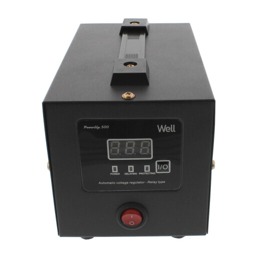 Stabilizator automat de tensiune cu releu 500VA/300W, negru Well.