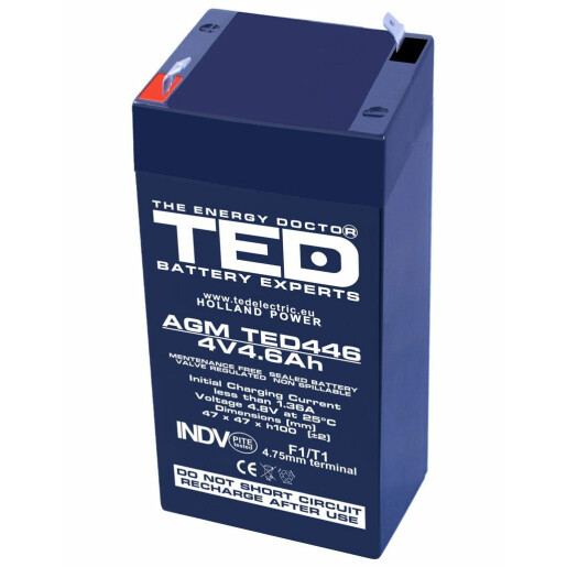Acumulator stationar 4V 4,6Ah F1 AGM VRLA TED Electric TED446
