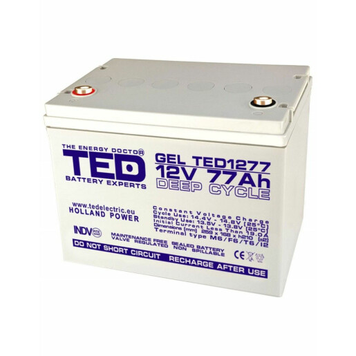 Acumulator stationar VRLA 12V 77Ah GEL Deep Cycle M6 TED Electric TED1277