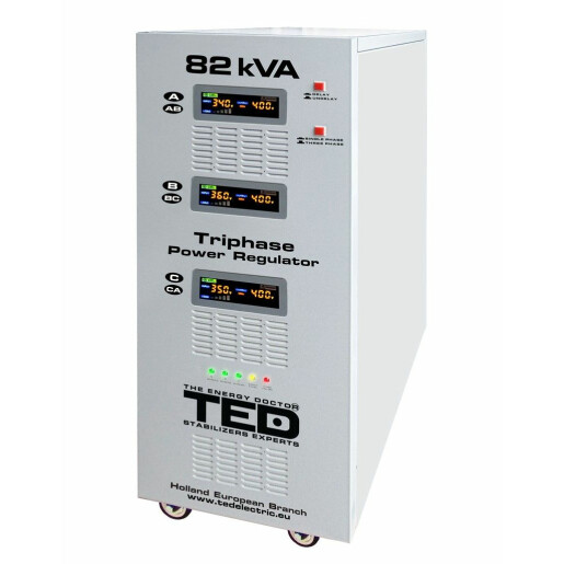 Stabilizator trifazat 82KVA 64KW cu ServoMotor si sinusoidala pura + ecran LCD cu valorile tensiunii, TED Electric TED000224