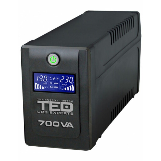 UPS TED Electric 700VA / 400W Line Interactive cu 2 iesiri schuko si display LCD TED-700