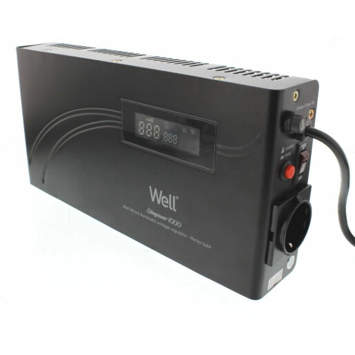 Stabilizator automat de tensiune cu releu 1000VA/600W, orizontal, Well