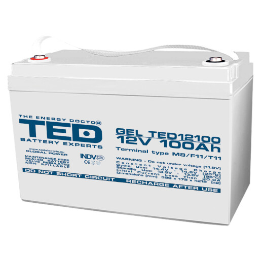 Acumulator stationar VRLA 12V 100Ah GEL M8 F12 TED Electric TED004147
