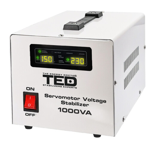 Stabilizator tensiune monofazat 1000VA  600W cu ServoMotor si  ecran LCD cu valorile tensiunii, TED Electric TED004697