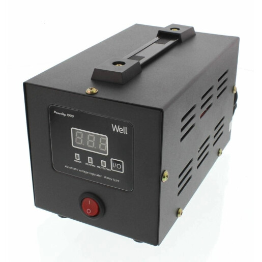 Stabilizator automat de tensiune cu releu 1000VA/600W, negru, Well