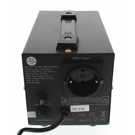 Stabilizator automat de tensiune cu releu 1000VA/600W, negru, Well