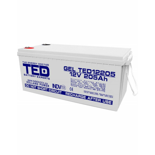 Acumulator stationar VRLA 12V 205Ah GEL M8 F12 TED Electric TED12205