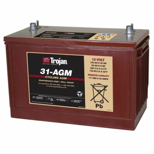 Acumulator Tractiune VRLA AGM TROJAN 31-AGM Deep Cycle 12V 100 Ah
