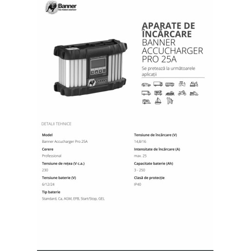 Redresor baterii auto BANNER ACCUCHARGER PRO 25A