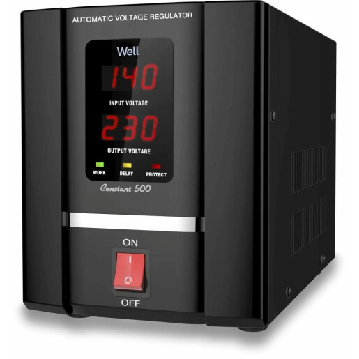 Stabilizator automat de tensiune cu servo motor 500VA/300W, negru, Well