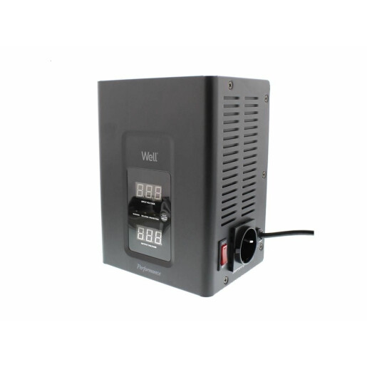 Stabilizator automat de tensiune Well Performance cu servo motor 1000VA/600W, negru