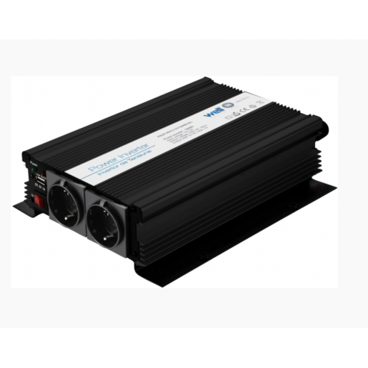 Invertor de tensiune 12V -> 220V, USB, 1000W, Well