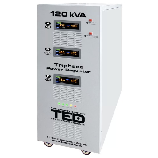 Stabilizator trifazat 120KVA 85KW cu ServoMotor si sinusoidala pura + ecran LCD cu valorile tensiunii, TED Electric TED000088