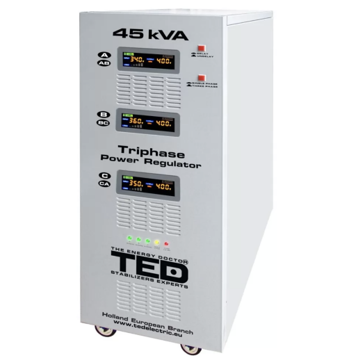 Stabilizator trifazat 45KVA 36KW cu ServoMotor si sinusoidala pura + ecran LCD cu valorile tensiunii, TED Electric TED000170