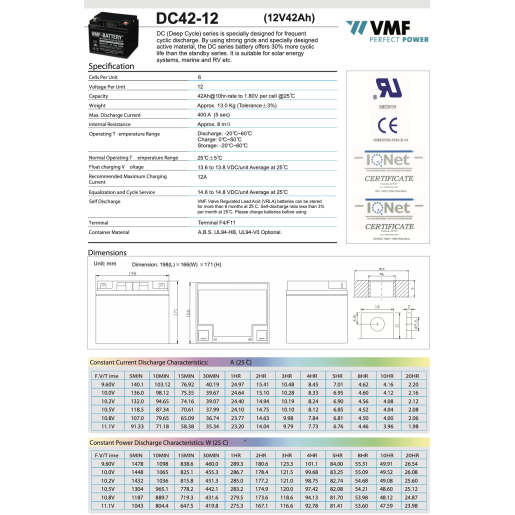 Acumulator VMF 12V 42AH
