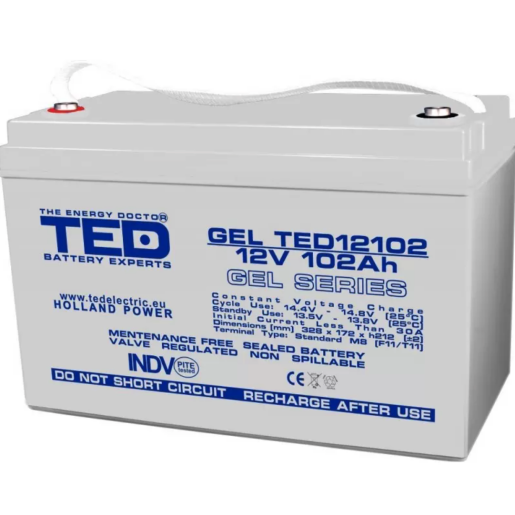 Acumulator stationar VRLA 12V 102Ah GEL M8 F12 ED Electric TED12102