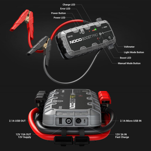 Robot Pornire Auto, Jump Starter Auto 12V Portabil, Curent Pornire 3000A Litiu-Ion, Noco Boost GB150 Robot Pornire Auto, Jump Starter Auto 12V Portabil, Curent Pornire 3000A Litiu-Ion, Noco Boost GB150