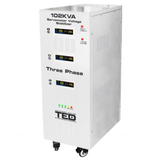 Stabilizator trifazat 102KVA 70KW cu ServoMotor si sinusoidala pura + ecran LCD cu valorile tensiunii, TED Electric TED000064