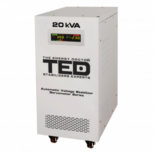 Stabilizator tensiune monofazat cu ServoMotor 20KVA 16KW si sinusoidala pura + ecran LCD cu valorile tensiunii, TED Electric TED001955