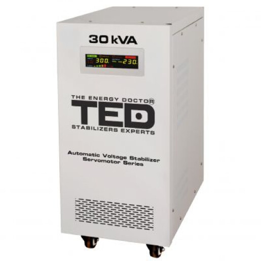 Stabilizator tensiune monofazat cu ServoMotor 30KVA 24KW si sinusoidala pura + ecran LCD cu valorile tensiunii, TED Electric TED001962