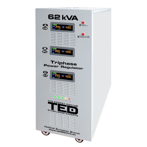 Stabilizator trifazat 62KVA 48KW cu ServoMotor si sinusoidala pura + ecran LCD cu valorile tensiunii, TED Electric TED000217