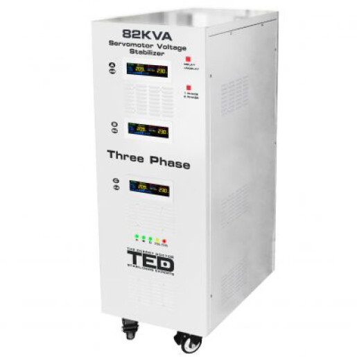 Stabilizator trifazat 82KVA 64KW cu ServoMotor si sinusoidala pura + ecran LCD cu valorile tensiunii, TED Electric TED000224