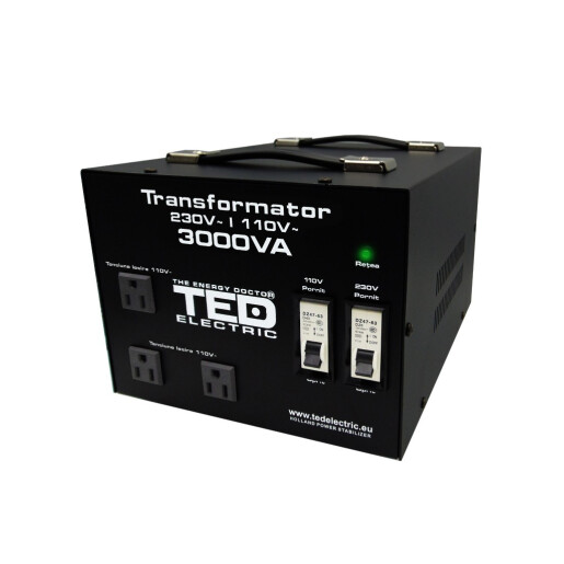 Transformator de la 220V la 110V 3000VA / 2400W cu carcasa TED Electric