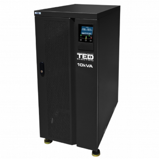 UPS 10KVA 9kW Online cu Dubla Conversie Trifazat Monofazat 3/1, Management si Ecran LCD, Utilizeaza 16x Acumulator 12V 9Ah, TED Electric TED001993