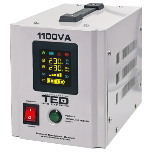 UPS Pentru Centrala, Sursa Curent Centrala 1100VA 700W cu Ecran LCD si Sinusoidala Pura, Utilizeaza Baterie 12V, Ted Electric TED000323 UPS Pentru Centrala, Sursa Curent Centrala 1100VA 700W cu Ecran LCD si Sinusoidala Pura, Utilizeaza Baterie 12V, Ted Electric TED000323