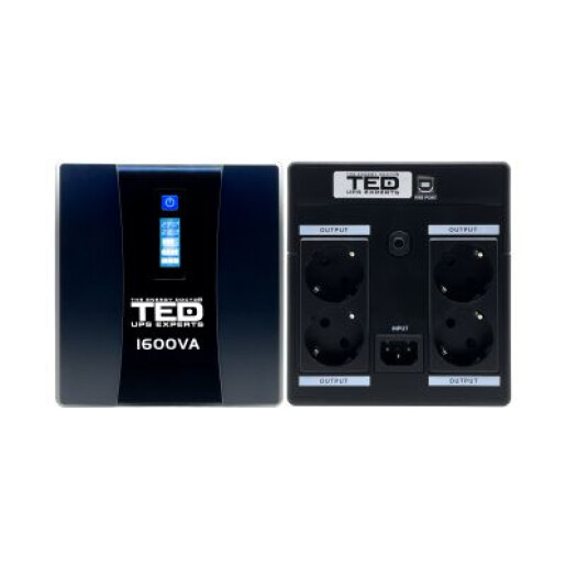 UPS 1600VA 900W cu Stabilizator si Management, 4x Schuko, Ecran LCD si 2x Acumulator 12V 9Ah, TED Electric TED004642