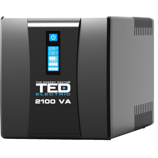 UPS 2100VA 1200W cu Stabilizator si Management, 2x Schuko, Ecran LCD si 2x Acumulator 12V 9Ah, TED Electric TED004659