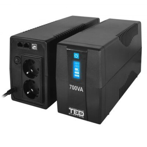 UPS 700VA 400W cu Stabilizator si Management, 2x Schuko, Ecran LCD si Acumulator 12V 7Ah, TED Electric TED003959