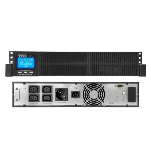 UPS Rackabil 2U 3000VA 2700W, Online cu Dubla Conversie si Management, Include 6x Acumulator 12V 9Ah, TED Electric TED004062