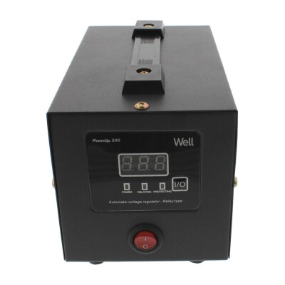 Stabilizator automat de tensiune cu releu 500VA/300W, negru Well.
