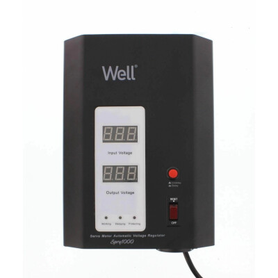 Stabilizator automat de tensiune cu servo motor montabil pe perete, 1000VA/600W, negru, Well