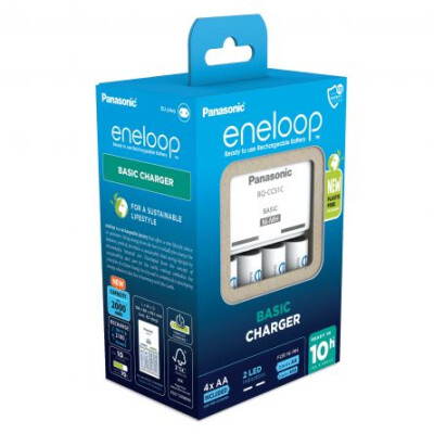 Incarcator Eneloop BASIC ECO, include 4 x AA R6 2000mAh, K-KJ51MCC40E