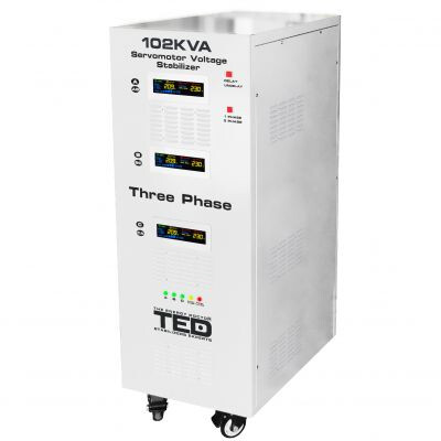 Stabilizator trifazat 102KVA 70KW cu ServoMotor si sinusoidala pura + ecran LCD cu valorile tensiunii, TED Electric TED000064