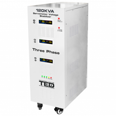 Stabilizator trifazat 120KVA 85KW cu ServoMotor si sinusoidala pura + ecran LCD cu valorile tensiunii, TED Electric TED000088