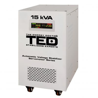 Stabilizator tensiune monofazat cu ServoMotor 15KVA 12KW si sinusoidala pura + ecran LCD cu valorile tensiunii, TED Electric TED000095