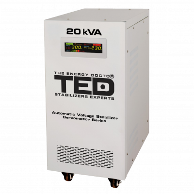 Stabilizator tensiune monofazat cu ServoMotor 20KVA 16KW si sinusoidala pura + ecran LCD cu valorile tensiunii, TED Electric TED001955