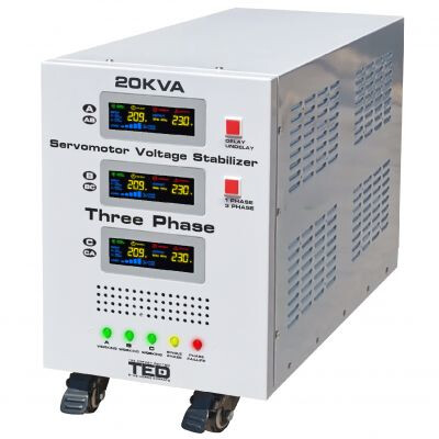 Stabilizator trifazat 20KVA 16KW cu ServoMotor si sinusoidala pura + ecran LCD cu valorile tensiunii, TED Electric TED000118