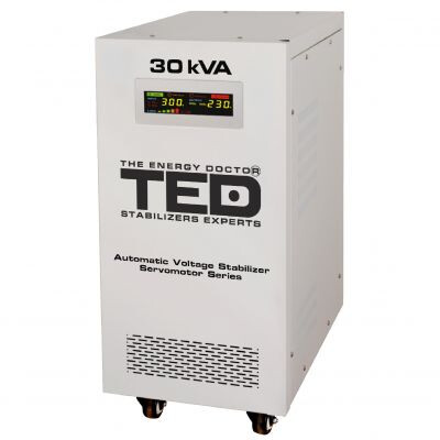 Stabilizator tensiune monofazat cu ServoMotor 30KVA 24KW si sinusoidala pura + ecran LCD cu valorile tensiunii, TED Electric TED001962