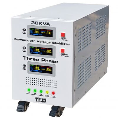 Stabilizator trifazat 30KVA 24KW cu ServoMotor si sinusoidala pura + ecran LCD cu valorile tensiunii, TED Electric TED000156