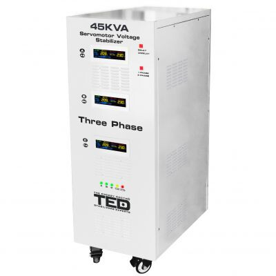 Stabilizator trifazat 45KVA 36KW cu ServoMotor si sinusoidala pura + ecran LCD cu valorile tensiunii, TED Electric TED000170