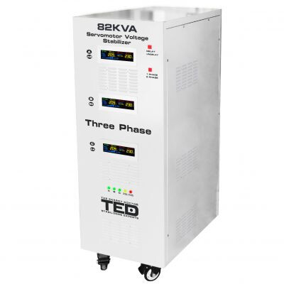 Stabilizator trifazat 82KVA 64KW cu ServoMotor si sinusoidala pura + ecran LCD cu valorile tensiunii, TED Electric TED000224