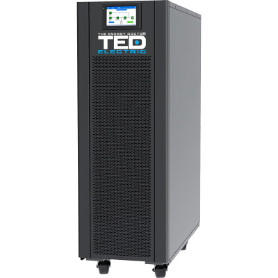 UPS Online 15kVA/15kW Trifazic 3/3, Dublă Conversie cu Ecran LCD, Undă Sinusoidală Pură și Intrare/Ieșire Regletă, Utilizeaza 40-80 Acumulatori, TED Electric