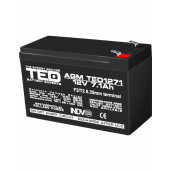 Acumulator stationar 12V 7,1Ah F2 AGM VRLA TED Electric TED1271