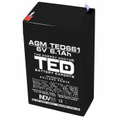 Acumulator stationar 6V 6,1Ah F1 AGM VRLA TED Electric TED661