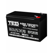Acumulator stationar 12V 7,1Ah F1 AGM VRLA TED Electric TED1271F1