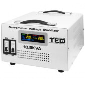 Stabilizator tensiune monofazat 10.5KVA 6KW 6000W cu ServoMotor si 2 iesiri Schuko + ecran LCD cu valorile tensiunii, TED Electric TED000033